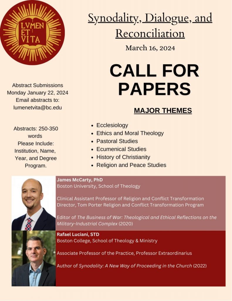 Call for Papers“Synodality, Dialogue and Reconciliation” Graduate